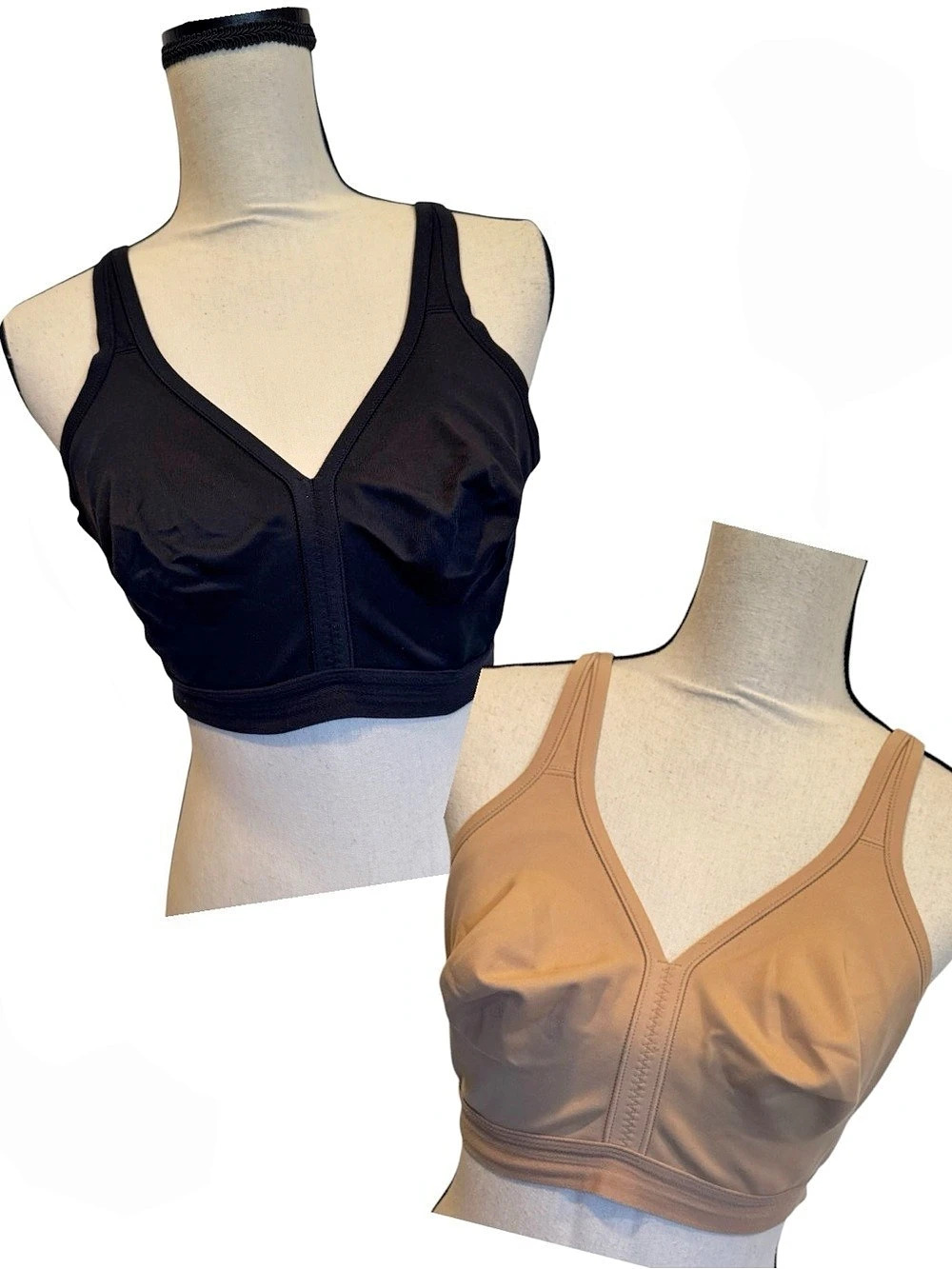 2 Soma Embraceable FC Wireless Unlined Bras 36DD Black & Cream